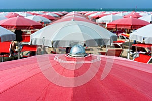 Beach umbrellas on Cattolica, Riviera Romagnola, Italy photo