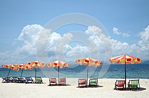 Beach umbrellas and chairs