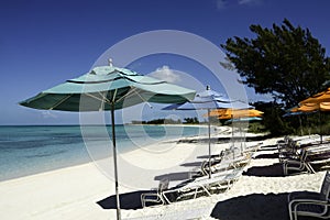 Beach Umbrellas and Chairs in the Bahamas