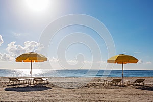 Beach umbrellas and chairs