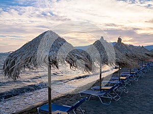 Beach umbrellas on Lesbos