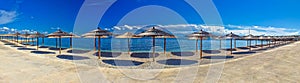 Beach umbrellas panoramic view, Vir island