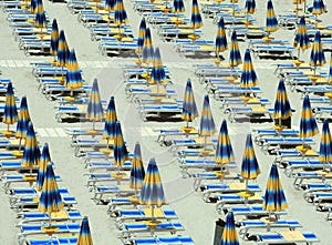 Beach umbrellas and sunbeds