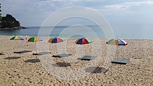 Beach umbrellas on Surin beach, Puket, Thailand