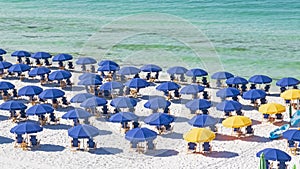 Beach umbrellas waterfront tropical ocean
