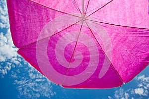 Beach umrella with blue sky