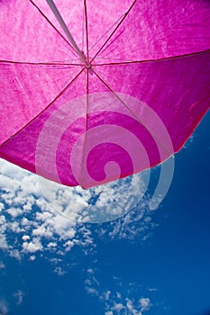 Beach umrella with blue sky