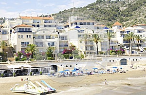 Beach of an urbanization near Sitges on the Costa del Garraf, Barcelona