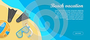 Beach Vacation Flat Design Vector Web Banner