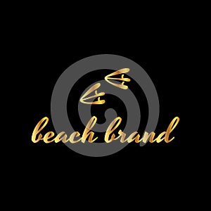 Beach vector logo design template. Seagull steps