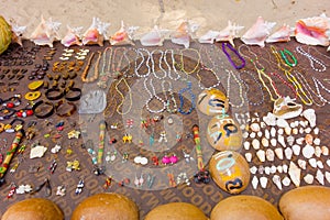 A beach vendor's display in the tropics
