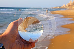 Beach glass ball in Haifa, Israel photo