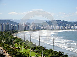 Beach view of the ciity of santos in brazil photo