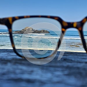 The beach view from my glasses