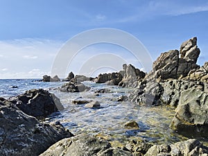 beach view at one of the tourist attractions in Buol district