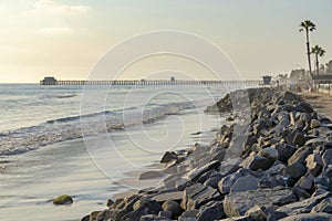 Beach with a view of the pier at Oceanside in California