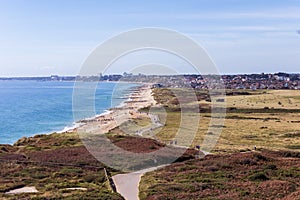 Beach views across Hengistbury Head in Dorset photo