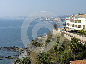 Beach views in Spain with palm trees