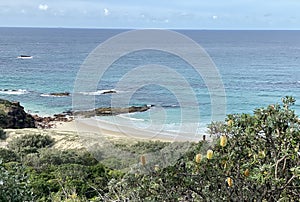 Beach views from a tropical island paradise off Queensland, Australia