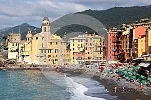 Beach of village of Camogli, Italy