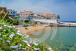 Beach and village of Panormos, Crete Greece