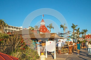 Beach Village, and beach promenade, Coronado Island, San Diego, California