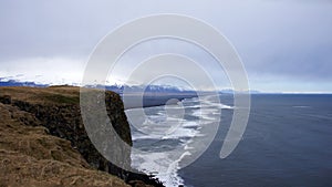 Beach with volcanic sand at Ingolfshofdi on Iceland