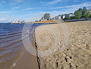 Beach on Volga river  in Kostroma, Russia