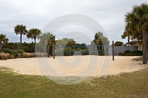 Beach volley ball net at a park