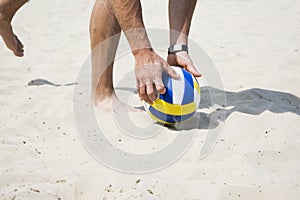 Beach volley net on a sandy beach
