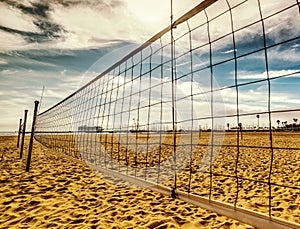Beach volley net in Santa Barbara shore