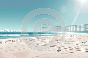 Beach volleyball court on summer sea sandy beach. Under the sun. Sport healthy lifestyle