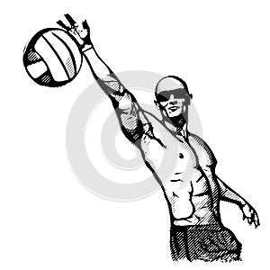 Beach volleyball player in action 2