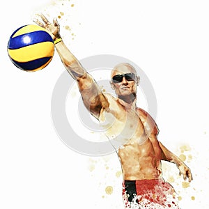 Beach volleyball player in action 2