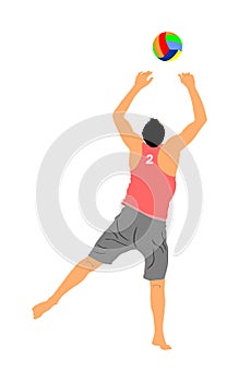 Beach volleyball player . Volleyball boy in action. Summer time enjoying on sand.