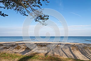 Beach at Warnemuende Rostock daytime with blue sky