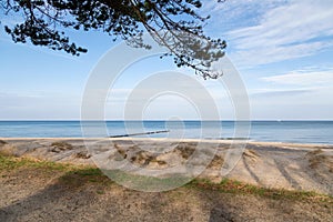 Beach at Warnemuende Rostock daytime with blue sky