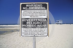 A beach warning sign