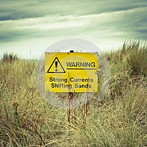 Beach warning sign