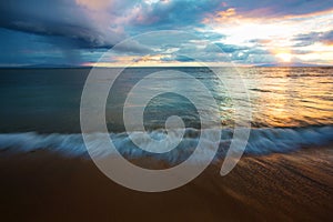 Beach Water in Motion at Sunset