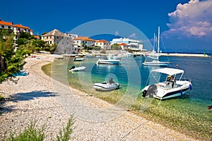 Beach and waterfront of Postira village