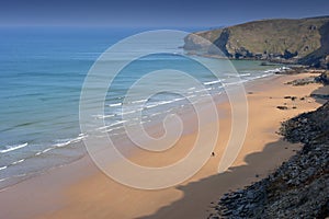 The beach at Watergate Bay in Cornwalld