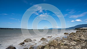 Beach wave and blue clouds long exposure kyline