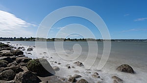 Beach wave and blue clouds long exposure kyline