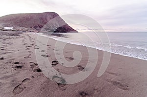 Beach and Wave at Sunrise Time