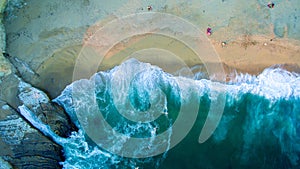 Beach waves seen from above