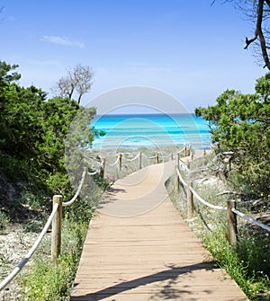 Beach way to Illetas paradise beach Formentera