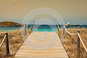 beach way to Illetes paradise beach in Formentera Balearic islands