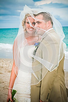 Beach Wedding: Bride and Groom