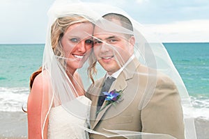 Beach Wedding: Bride and Groom